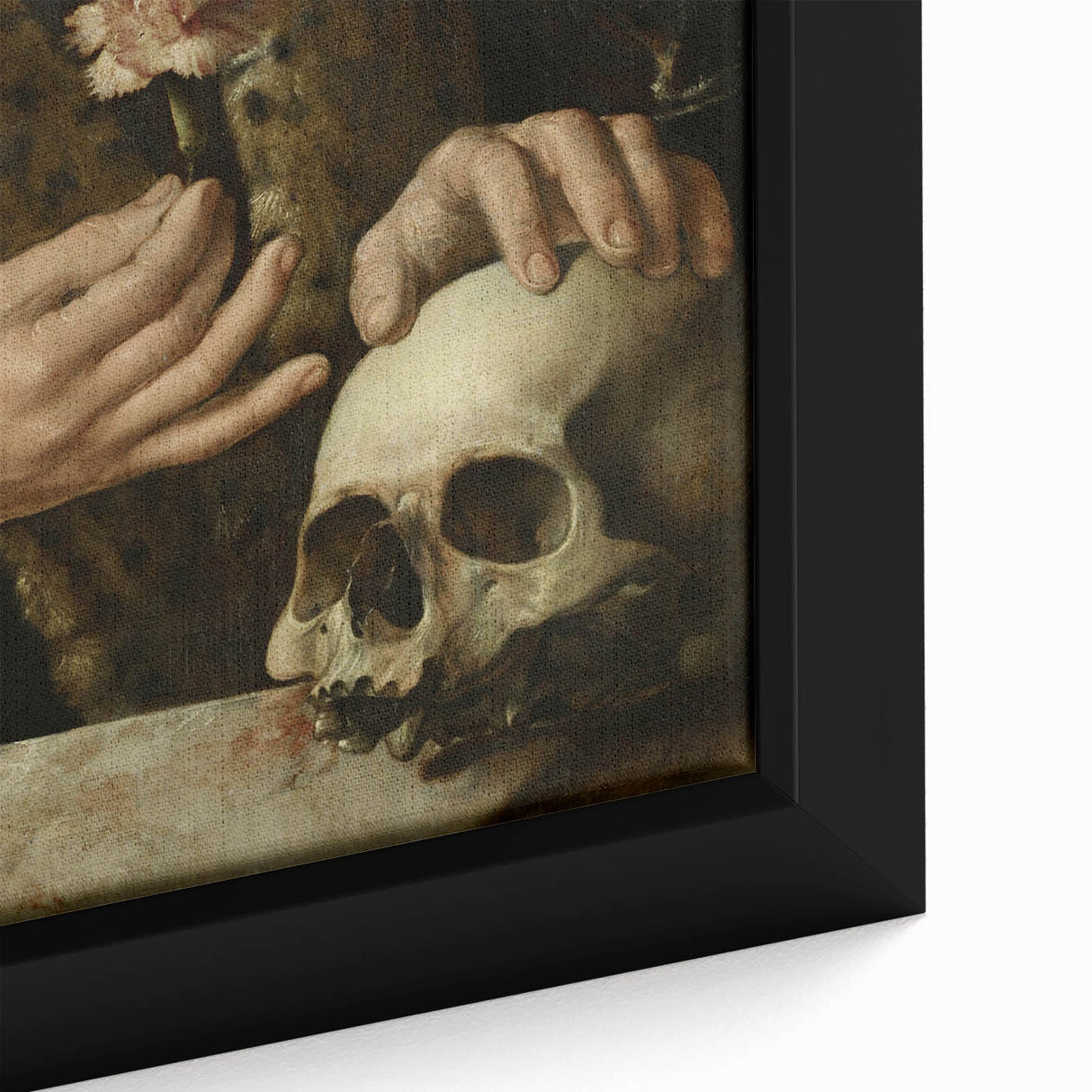 Dark Academia Wall Art - Hands with Skull and Flower for Gothic Decor