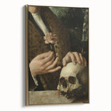 Dark Academia Wall Art - Hands with Skull and Flower for Gothic Decor