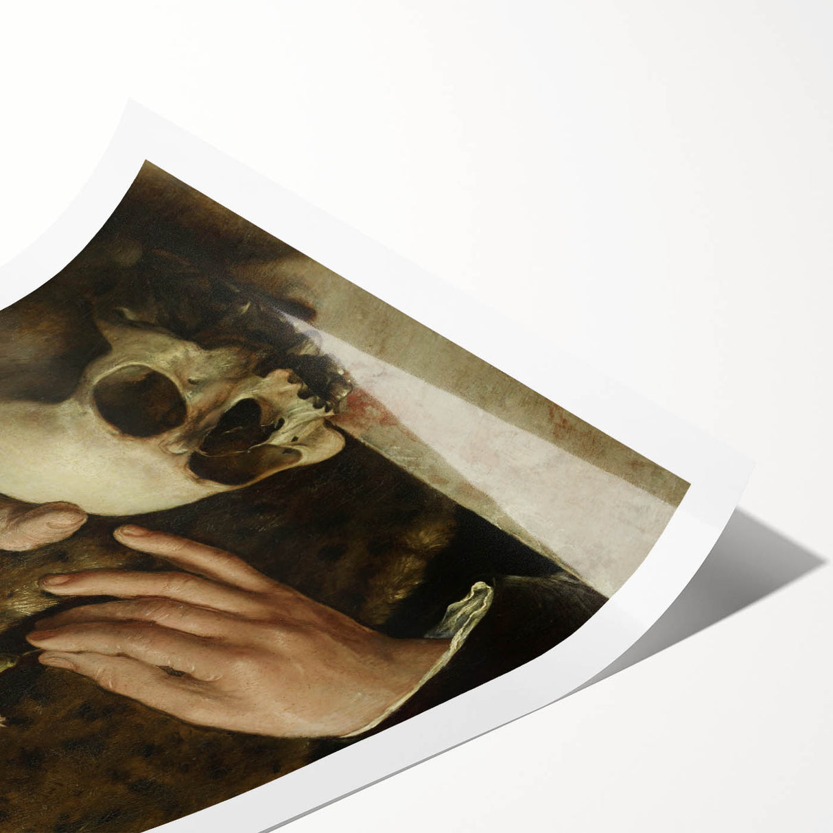 Dark Academia Wall Art - Hands with Skull and Flower for Gothic Decor