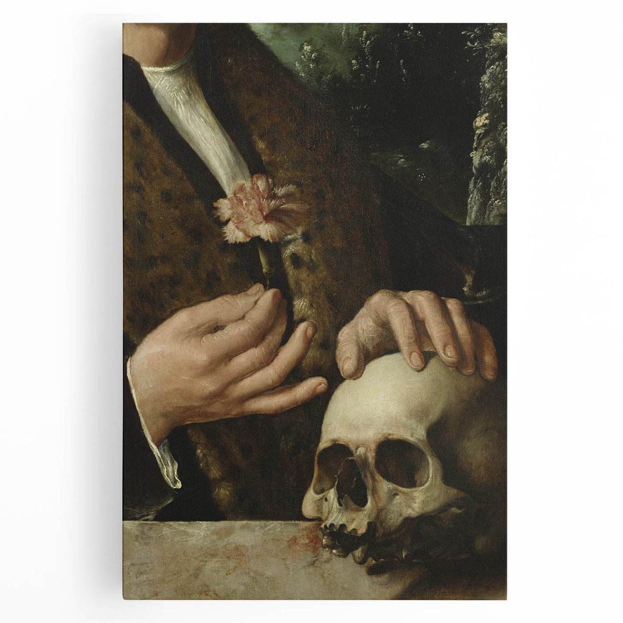 Dark Academia Wall Art - Hands with Skull and Flower for Gothic Decor