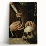 Dark Academia Wall Art - Hands with Skull and Flower for Gothic Decor