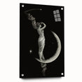 Dark Academia Wall Art | Vintage Gothic Moon Lady | Shadowy Art Piece