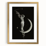 Dark Academia Wall Art | Vintage Gothic Moon Lady | Shadowy Art Piece