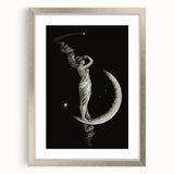 Dark Academia Wall Art | Vintage Gothic Moon Lady | Shadowy Art Piece