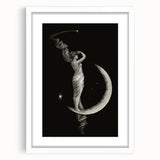 Dark Academia Wall Art | Vintage Gothic Moon Lady | Shadowy Art Piece