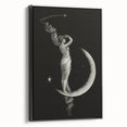 Dark Academia Wall Art | Vintage Gothic Moon Lady | Shadowy Art Piece