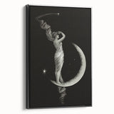 Dark Academia Wall Art | Vintage Gothic Moon Lady | Shadowy Art Piece