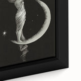 Dark Academia Wall Art | Vintage Gothic Moon Lady | Shadowy Art Piece