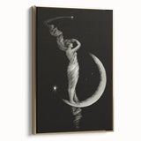 Dark Academia Wall Art | Vintage Gothic Moon Lady | Shadowy Art Piece