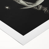Dark Academia Wall Art | Vintage Gothic Moon Lady | Shadowy Art Piece