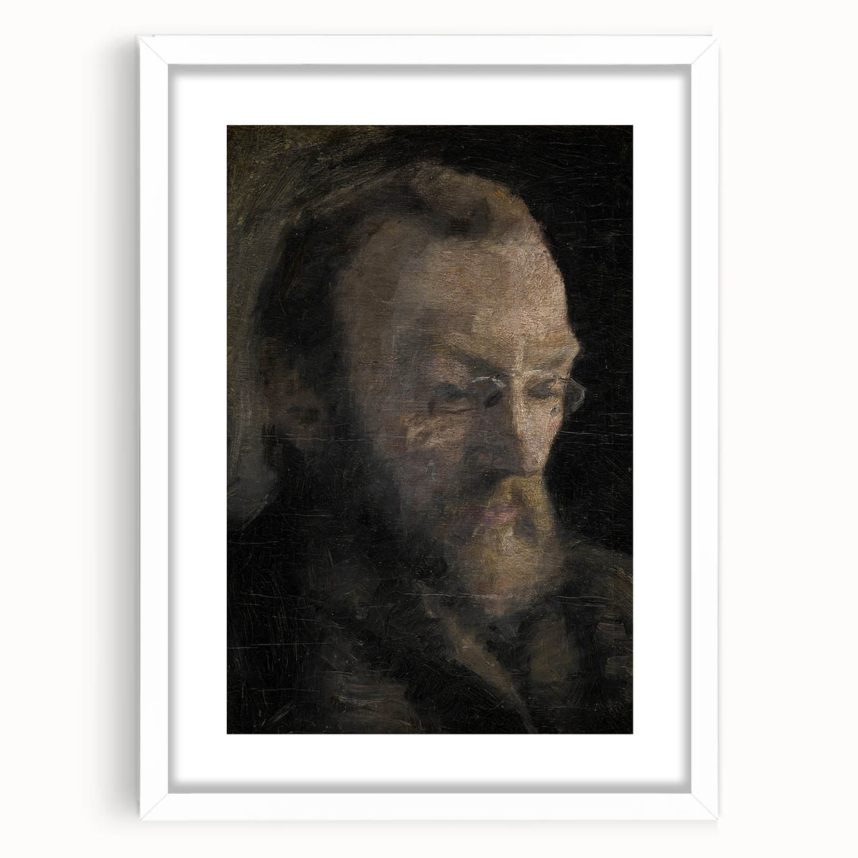 Dark Academia Wall Art - Thoughtful Elderly Man Portrait for Gothic Decor