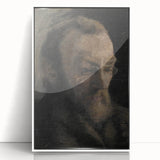 Dark Academia Wall Art - Thoughtful Elderly Man Portrait for Gothic Decor