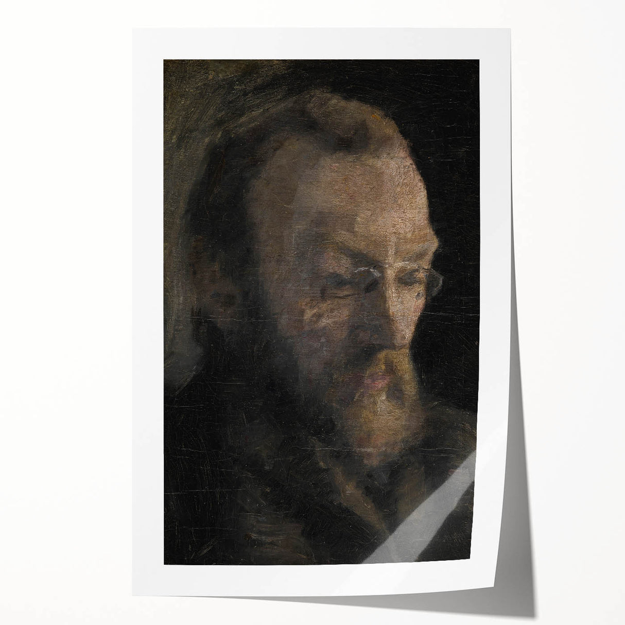 Dark Academia Wall Art - Thoughtful Elderly Man Portrait for Gothic Decor