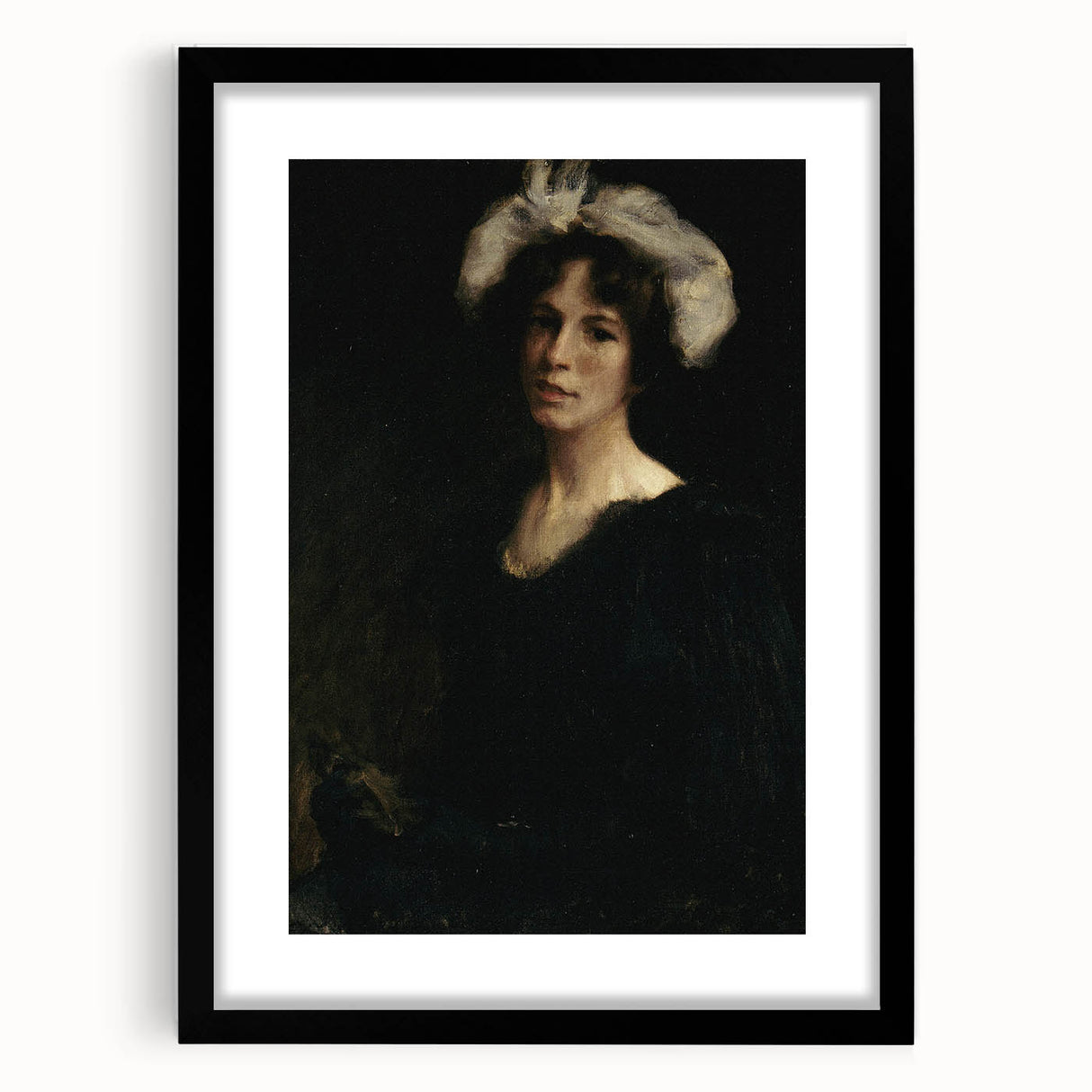 Shadowy Portrait of Woman - Dark Academia Vintage Gothic Art Print