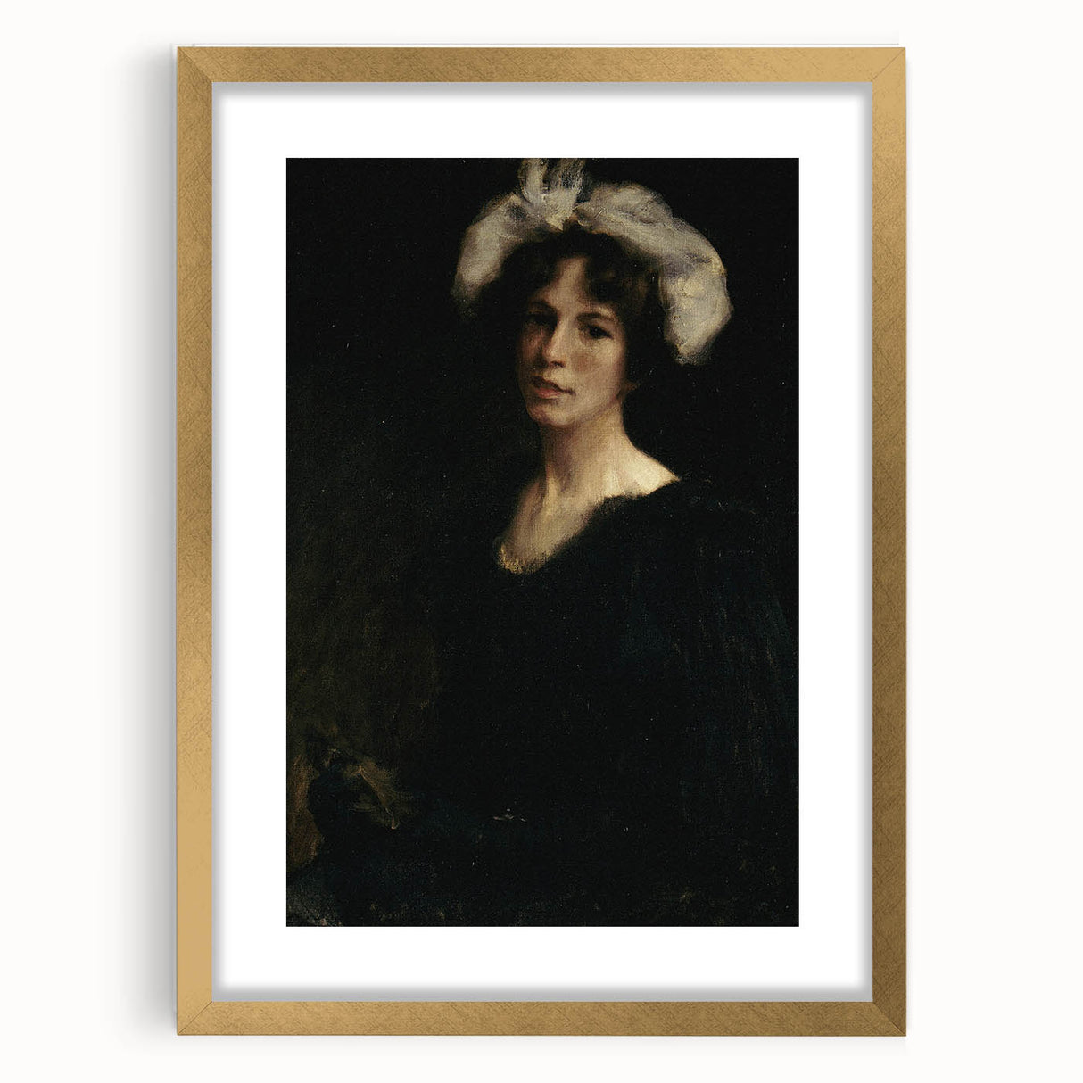 Shadowy Portrait of Woman - Dark Academia Vintage Gothic Art Print