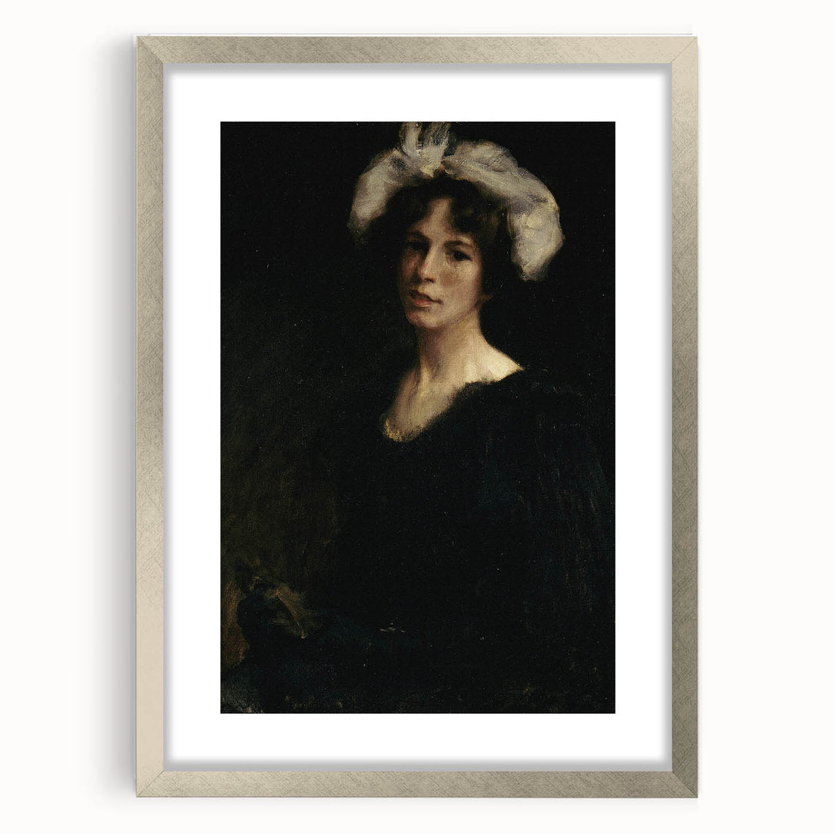 Shadowy Portrait of Woman - Dark Academia Vintage Gothic Art Print