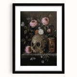 Dark Academia Wall Art: Moody Floral and Skull, Vintage Gothic Print