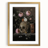 Dark Academia Wall Art: Moody Floral and Skull, Vintage Gothic Print