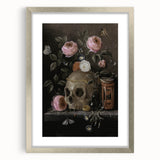 Dark Academia Wall Art: Moody Floral and Skull, Vintage Gothic Print