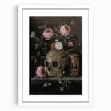 Dark Academia Wall Art: Moody Floral and Skull, Vintage Gothic Print