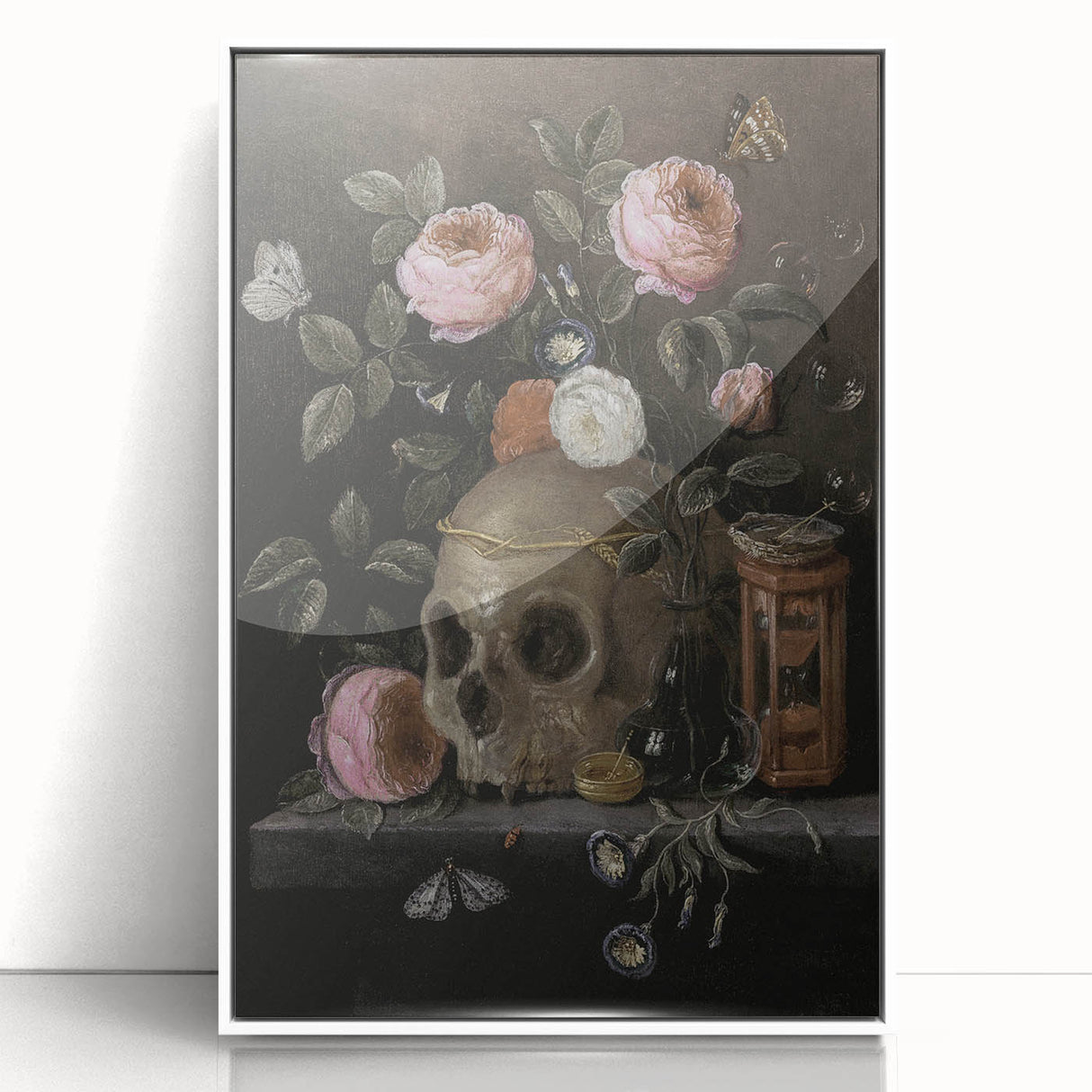 Dark Academia Wall Art: Moody Floral and Skull, Vintage Gothic Print