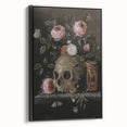 Dark Academia Wall Art: Moody Floral and Skull, Vintage Gothic Print