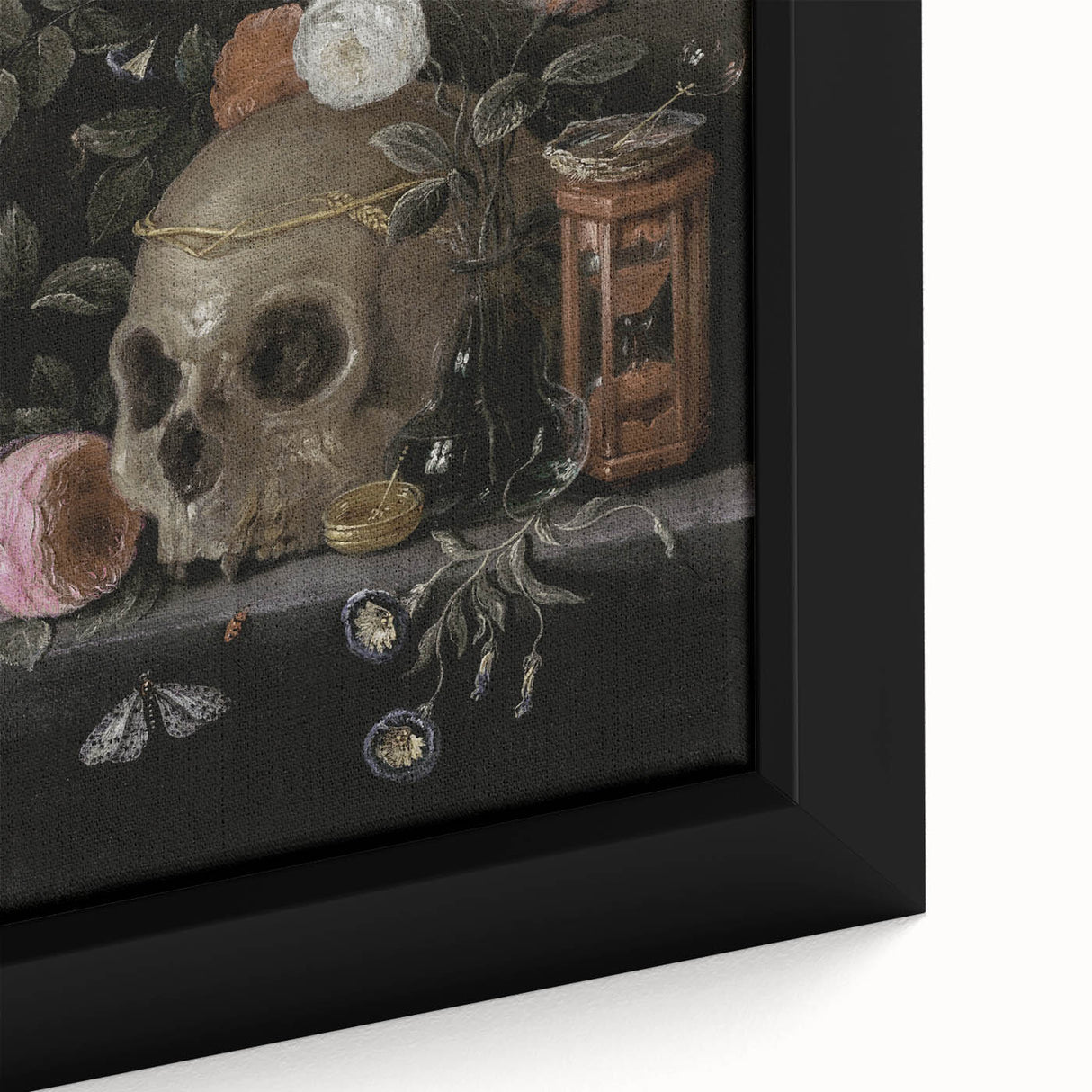 Dark Academia Wall Art: Moody Floral and Skull, Vintage Gothic Print