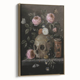 Dark Academia Wall Art: Moody Floral and Skull, Vintage Gothic Print