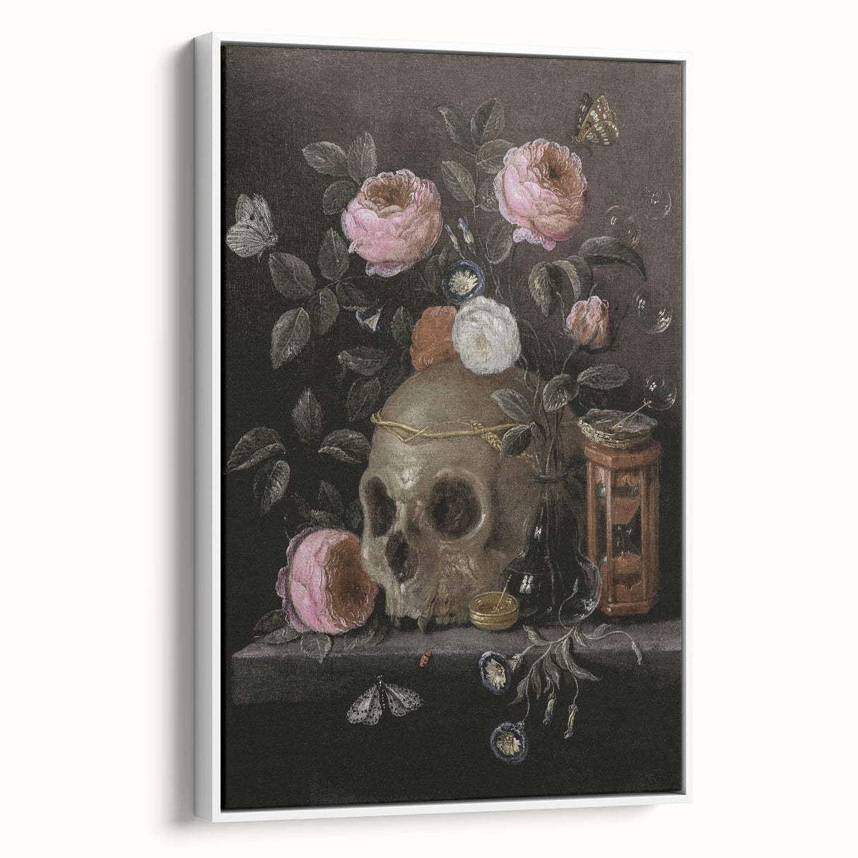 Dark Academia Wall Art: Moody Floral and Skull, Vintage Gothic Print