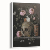 Dark Academia Wall Art: Moody Floral and Skull, Vintage Gothic Print