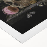 Dark Academia Wall Art: Moody Floral and Skull, Vintage Gothic Print