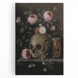 Dark Academia Wall Art: Moody Floral and Skull, Vintage Gothic Print