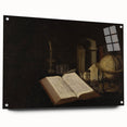 Dark Academia Wall Art – Still Life with Open Book, Globe, and Candle