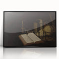 Dark Academia Wall Art – Still Life with Open Book, Globe, and Candle