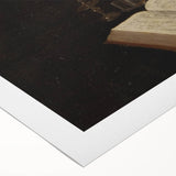 Dark Academia Wall Art – Still Life with Open Book, Globe, and Candle