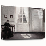 Solitary Figure by Window – Dark Academia Wall Art, Minimalist Gothic Decor