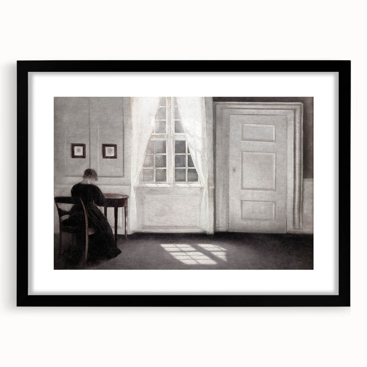 Solitary Figure by Window – Dark Academia Wall Art, Minimalist Gothic Decor