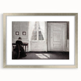 Solitary Figure by Window – Dark Academia Wall Art, Minimalist Gothic Decor