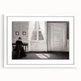 Solitary Figure by Window – Dark Academia Wall Art, Minimalist Gothic Decor