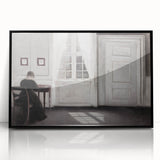 Solitary Figure by Window – Dark Academia Wall Art, Minimalist Gothic Decor