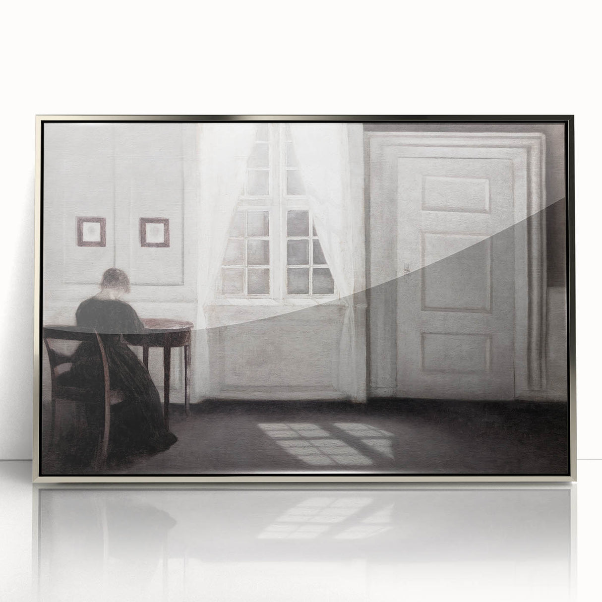 Solitary Figure by Window – Dark Academia Wall Art, Minimalist Gothic Decor
