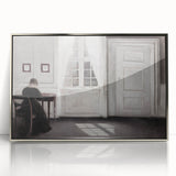 Solitary Figure by Window – Dark Academia Wall Art, Minimalist Gothic Decor