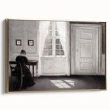 Solitary Figure by Window – Dark Academia Wall Art, Minimalist Gothic Decor
