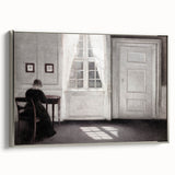 Solitary Figure by Window – Dark Academia Wall Art, Minimalist Gothic Decor