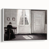 Solitary Figure by Window – Dark Academia Wall Art, Minimalist Gothic Decor