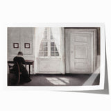 Solitary Figure by Window – Dark Academia Wall Art, Minimalist Gothic Decor