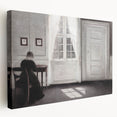 Solitary Figure by Window – Dark Academia Wall Art, Minimalist Gothic Decor