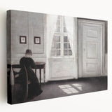 Solitary Figure by Window – Dark Academia Wall Art, Minimalist Gothic Decor