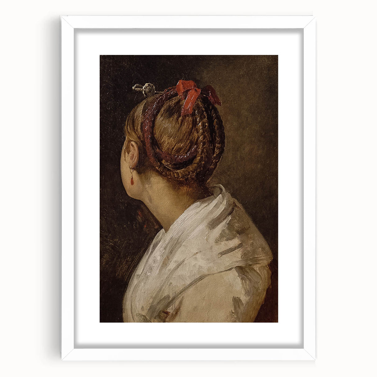Dark Academia Wall Art: Portrait of Woman with Red Ribbon, Gothic Print