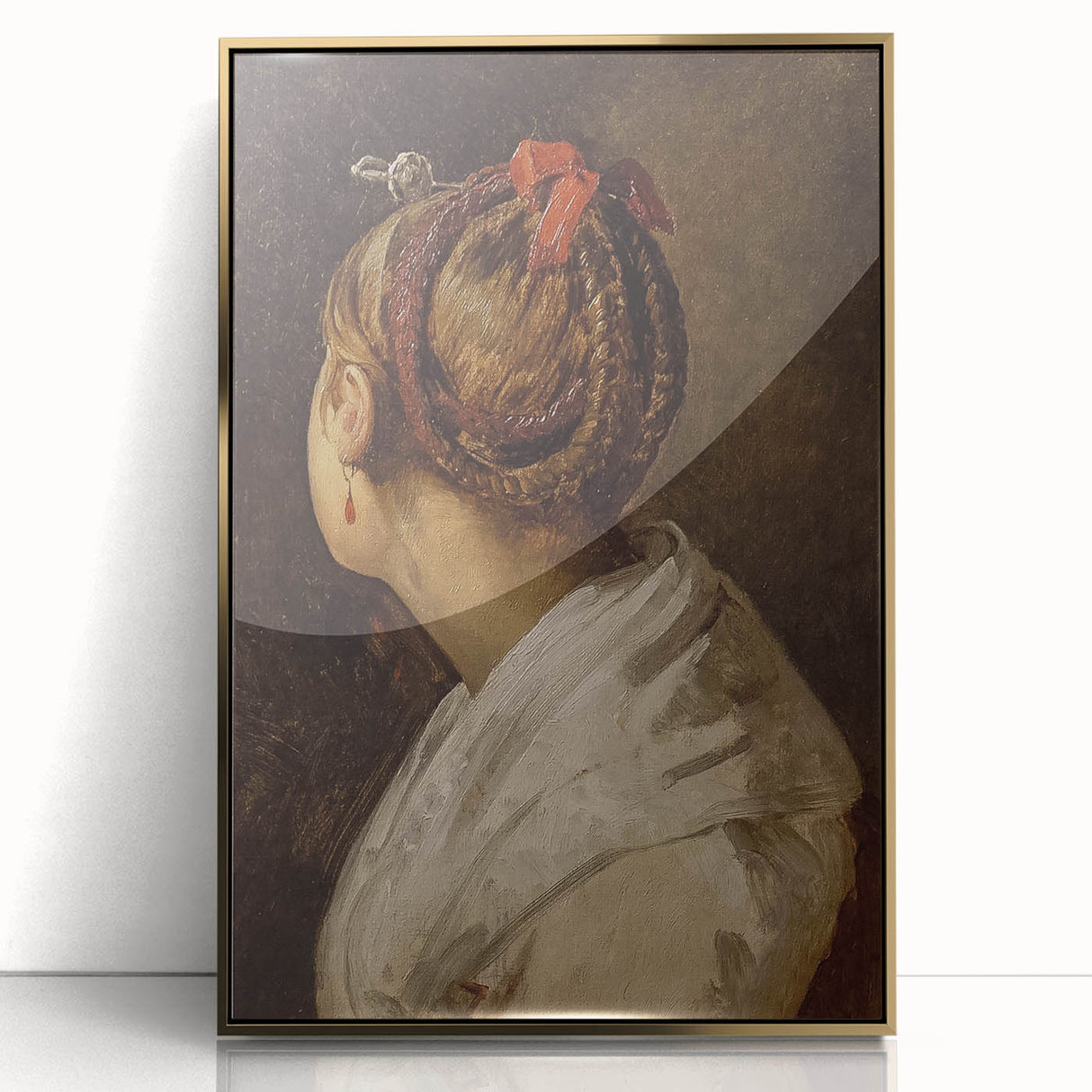 Dark Academia Wall Art: Portrait of Woman with Red Ribbon, Gothic Print